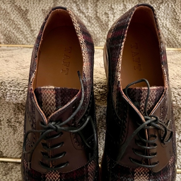 Taft Wallace Lace Up Brogue Wingtip Oxford Shoes Black & Brown Plaid Sz 46 or 13 main image 9
